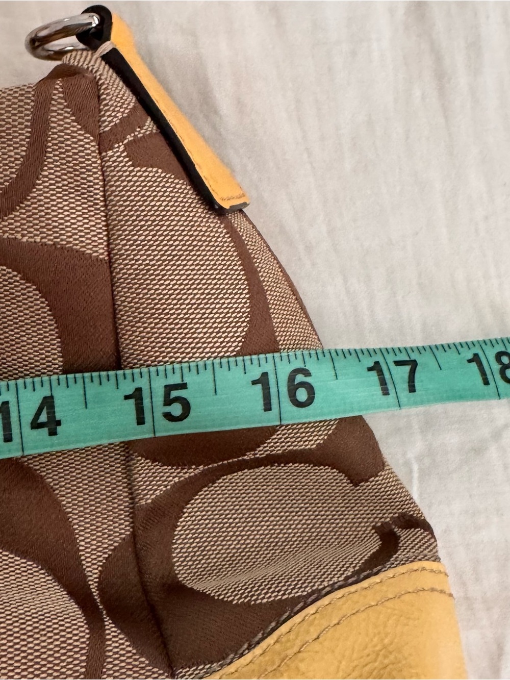Y2K Coach brown and yellow monogram handbag with buckle accents - Picture 8 of 8